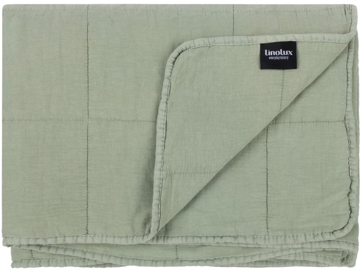 Linolux Sprei Blocks Stonewashed Mineral Green 160x260