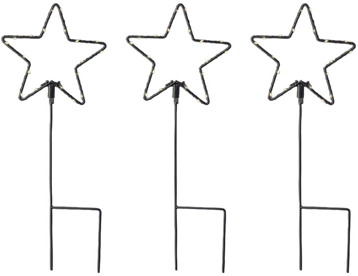 Set of LED garden stakes Lumineo Christmas Stars Ø 15 x 42,5 cm MicroLED 3 Pieces