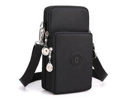 Gigicial Waterdichte nylon telefoontas - Dames crossbody smartphone portemonnee - Compacte telefoon/portemonnee tas + Grote capaciteit en eenvoudige opbergruimte - 1 stuk - Universeel + Zwart
