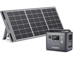 AFERIY 800W 512Wh Draagbare Power Station + 100W Zonnepaneel – LiFePO4 – UPS – MPPT – Pure Sine Wave voor Camping & Noodstroom