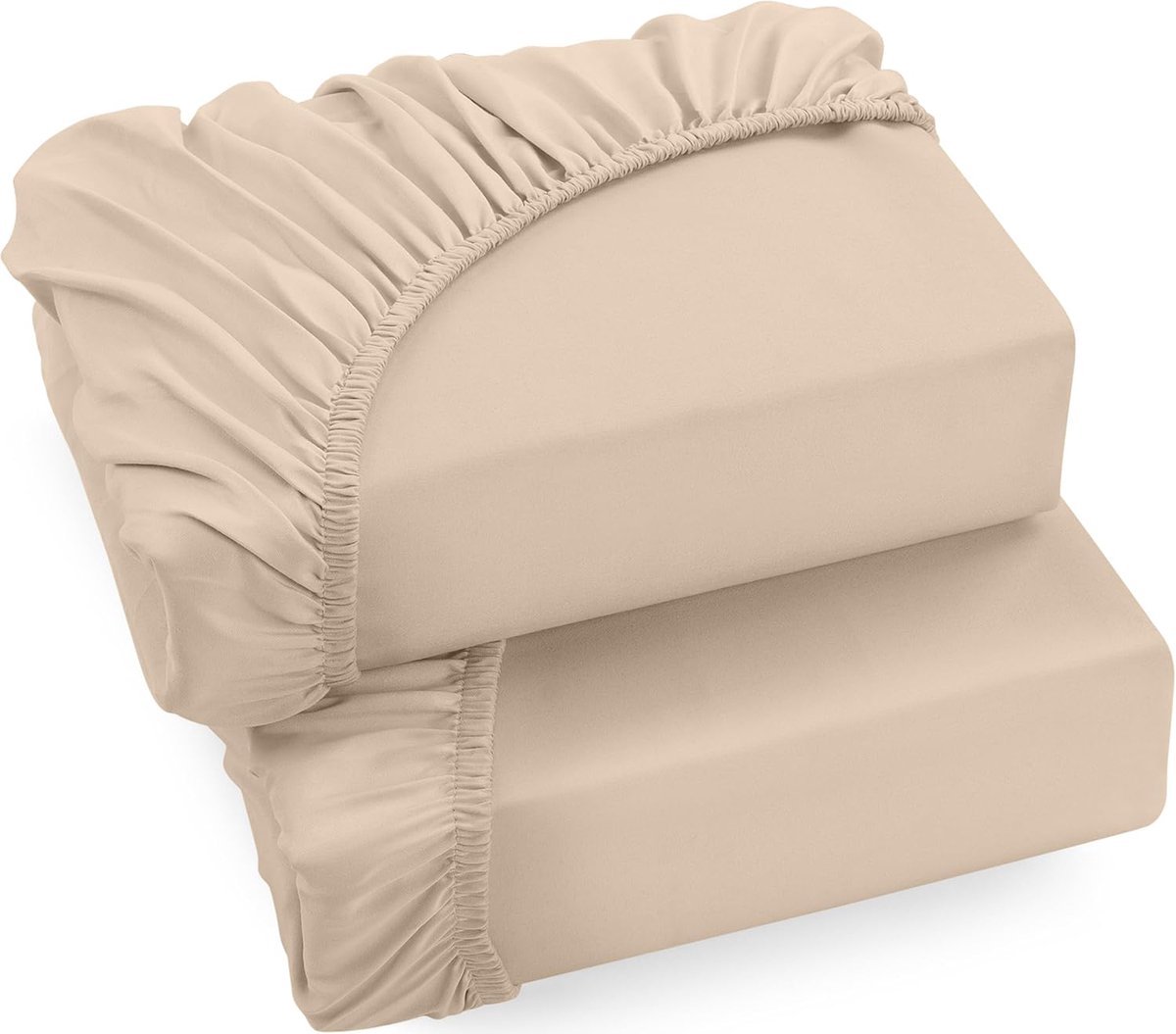 Stunq® Premium Zachte Microvezel Dekenset - 180 x 200 cm Beige met Diepe Hoeken