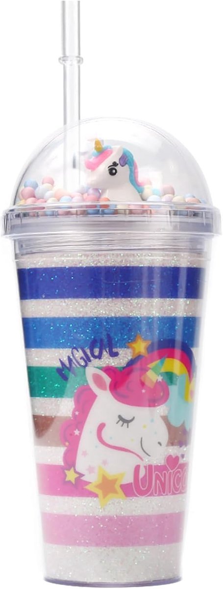 Stunq® Duurzame Kinderdrinkbeker van 450 ml met Rietje en Afneembaar Deksel - BPA Vrij