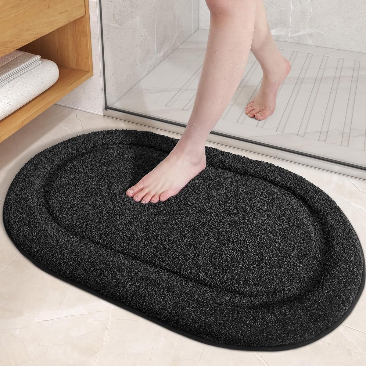 Stunq® Zwart Badmat van Katoen, 40 x 60 cm - Absorberend en Duurzaam