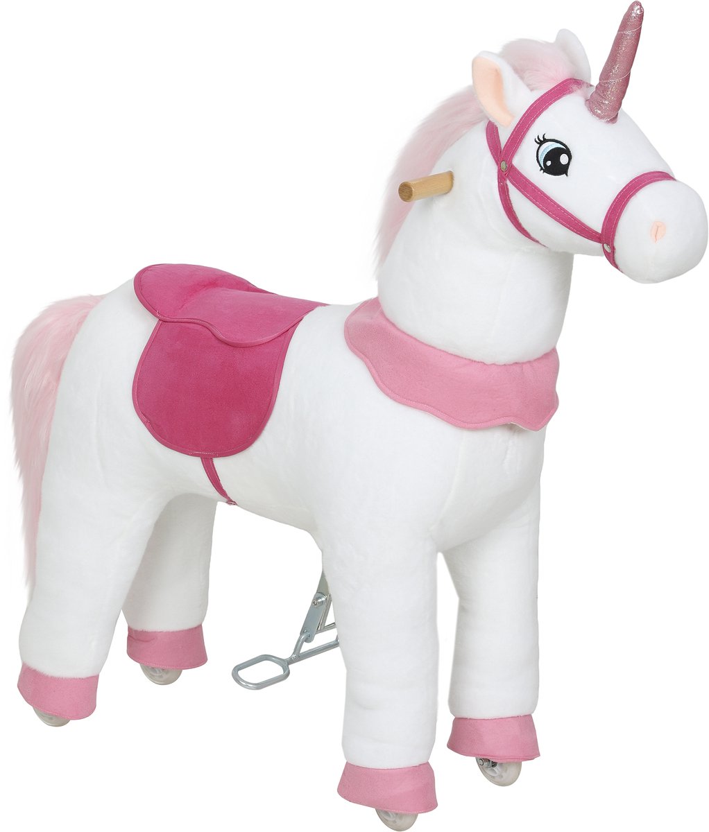 Aiyaplay Kids Rocking Horse-Metaal, Polyester-96L x 36B x 96H cm-Wit+Roze