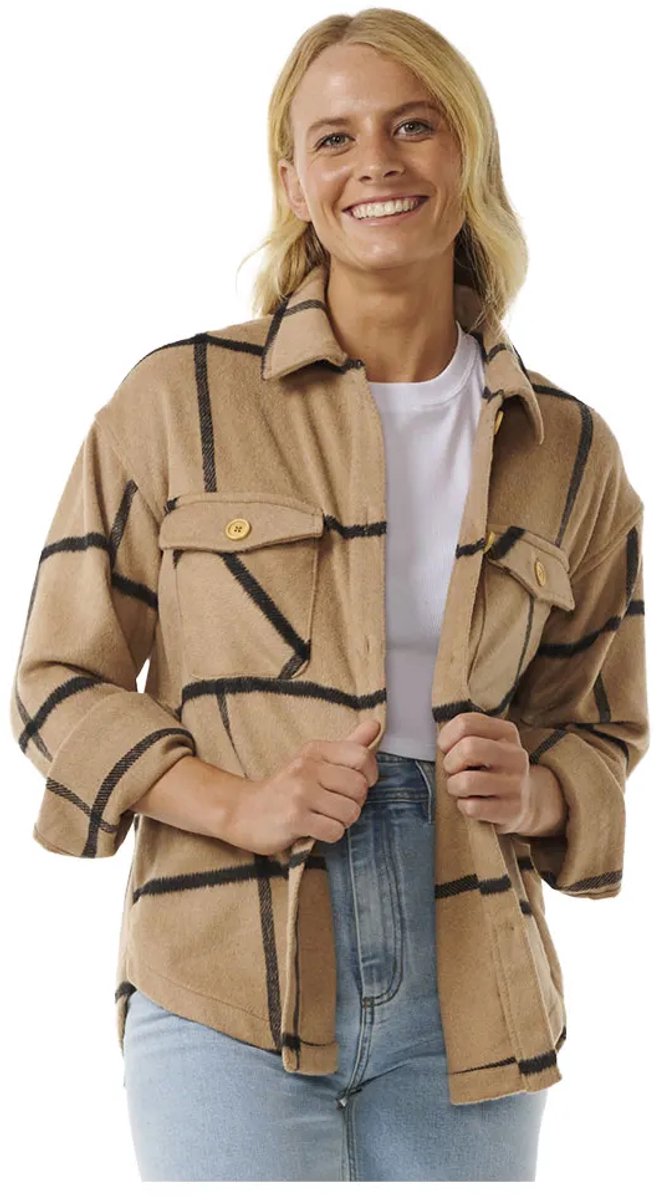 Rip Curl The Search Flannel Overhemd Met Lange Mouwen S Vrouw Beige