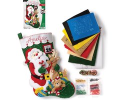 DIY Kerstkous Maken: Kerstman & Vrienden Vilt Applicatie Set voor Feestelijke Decoratie