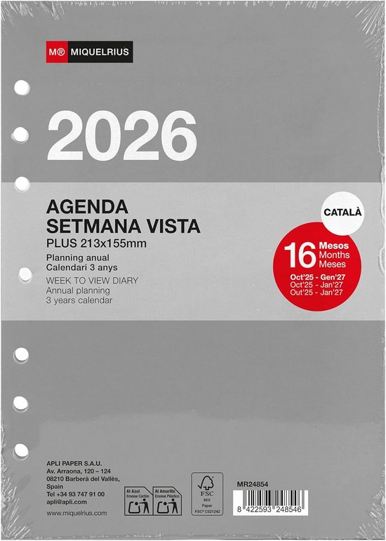 GUMEI 6 Trous Recharge Agenda Papier intérieur Semaine planificateur de Mois pour Cahier A5 à Feuilles Mobiles
