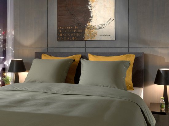 Yellow Cialda Dekbedovertrek - Lits-Jumeaux XL - 260x200/220 cm - Army Green