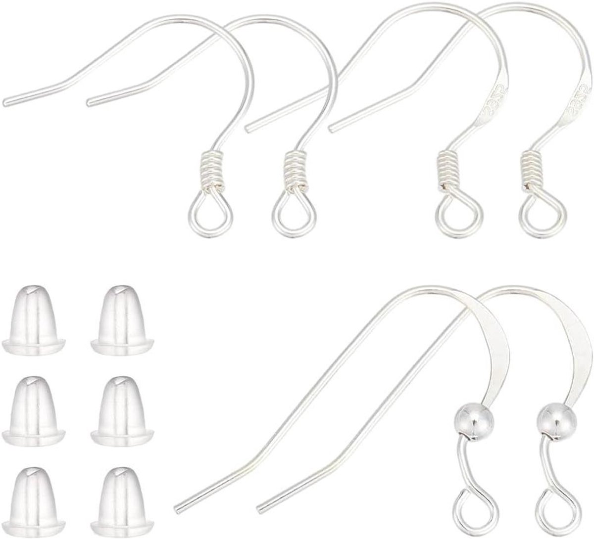 Cosensi - Franse oorbelhaken 925 sterling zilver - 24 stuks - 3 stijlen - Oordraad met lus - Sieraden maken