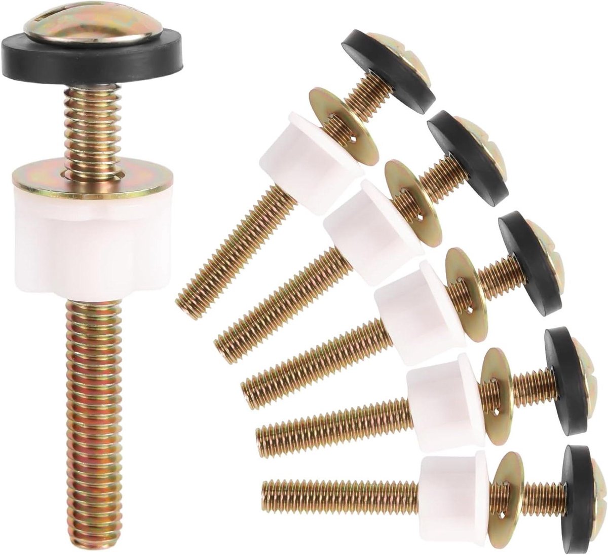 6-Pack Vervangingsset voor Wc-brilschroeven met Zware Universele Wc-Brilbouten - Compatibel met Standaard TOTO en Kohler - Inclusief Kunststof Moeren en Ringen
