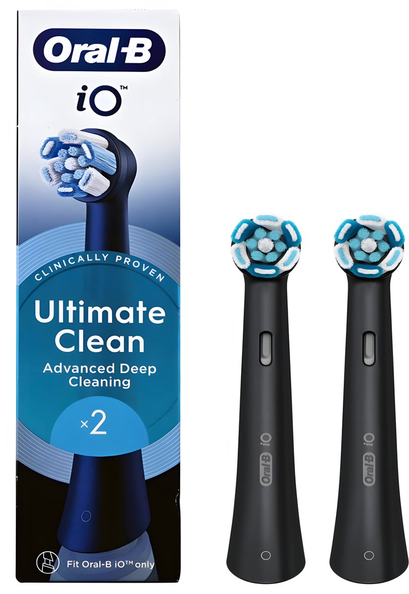 Oral-B iO Aufsteckbürsten Ultimate Clean – 2 Stück – Schwarz – Präzise Reinigung & Sanfte Zahnfleischpflege