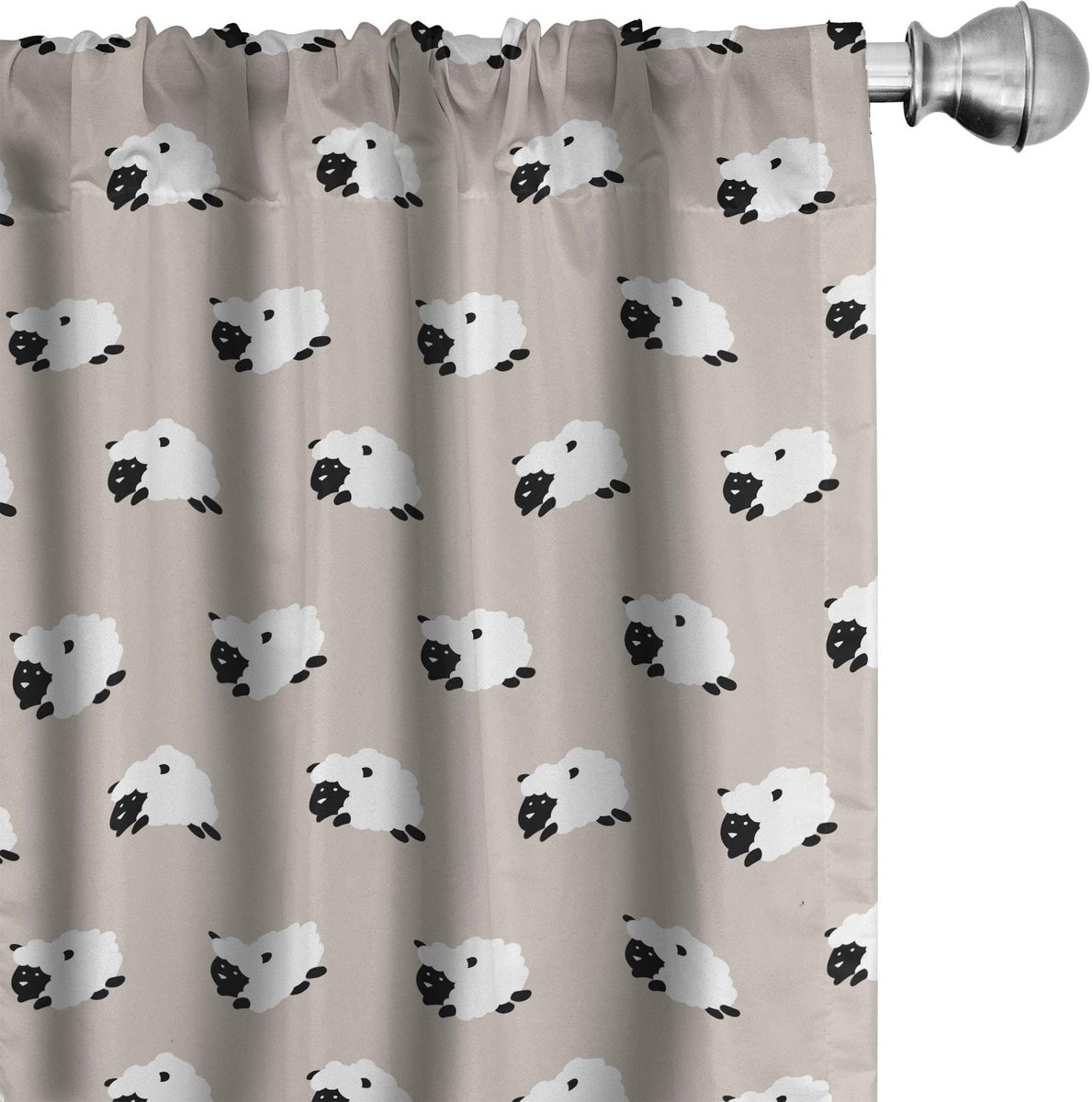 ABAKUHAUS Schapen gordijnen – 2x75x245 cm – microvezel – halfdonker – licht beige Pale Tan Koksgraue