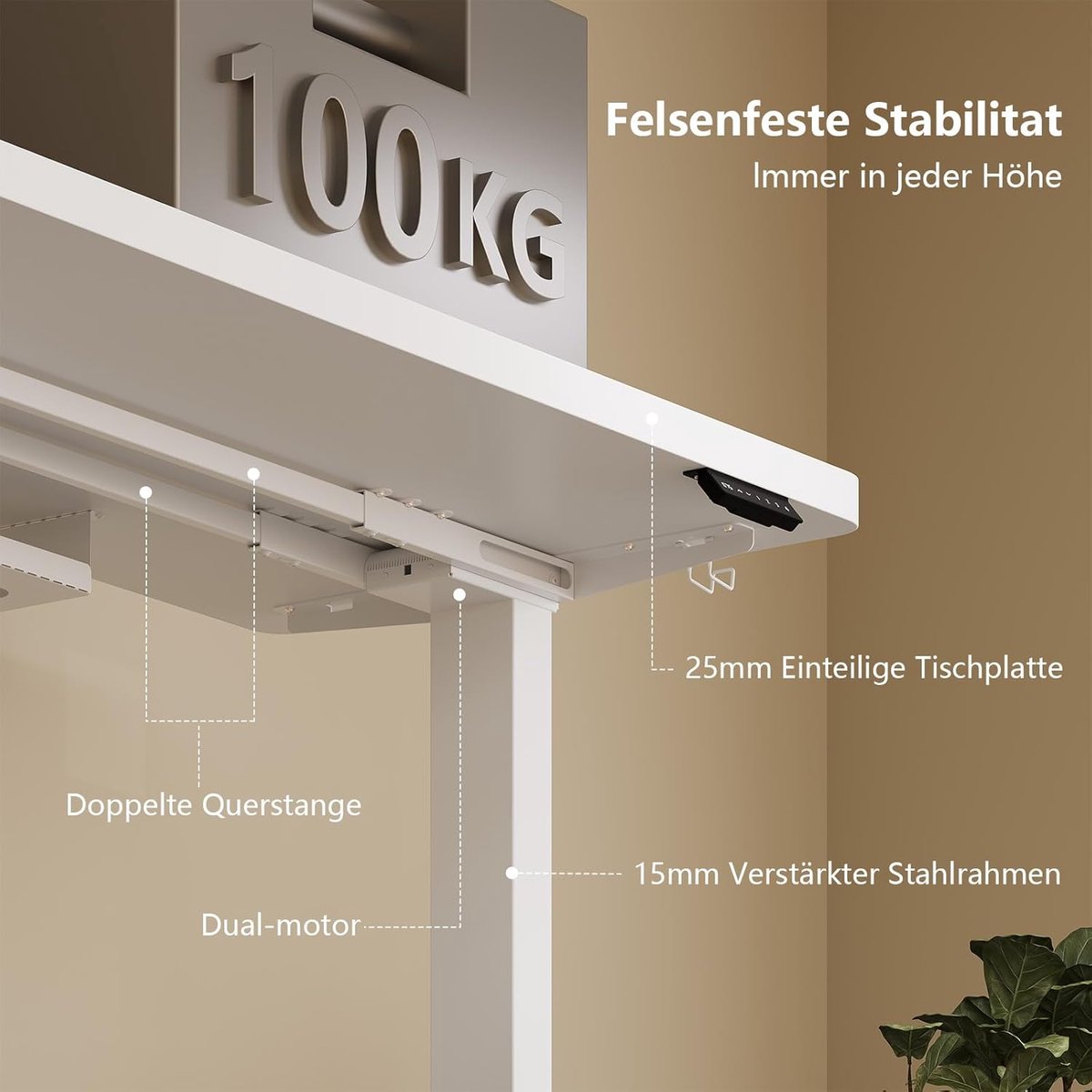 ProLift Duo 200x80 cm Elektrisch Zit-Sta Bureau – Dual Motor, One-Piece Blad 25 mm, Touchscreen, USB-A, Kabelmanagement – Ergonomisch In Hoogte Verstelbaar – Wit NoviHome