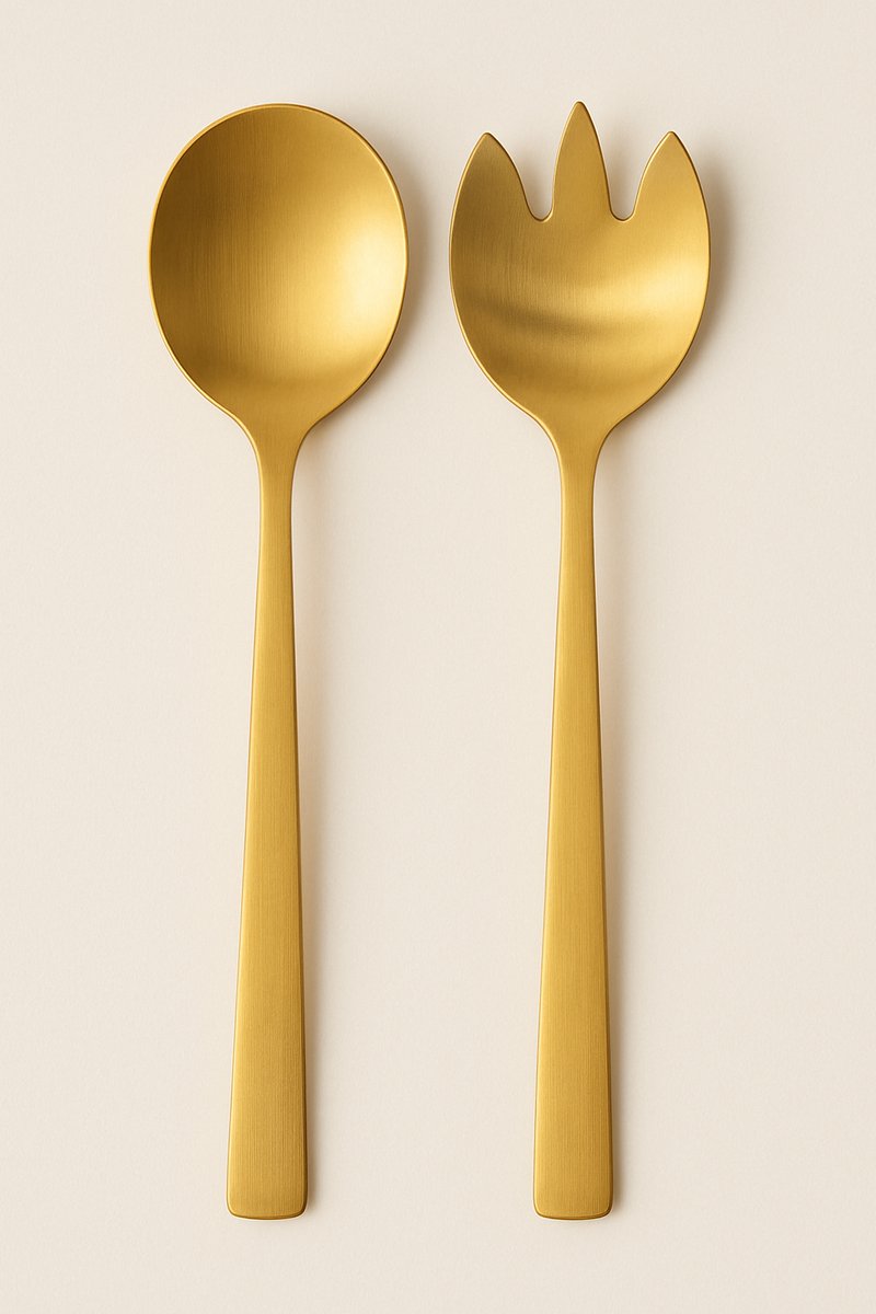 Saladebestek Mat Goud – 2-delig – RVS – 21 cm