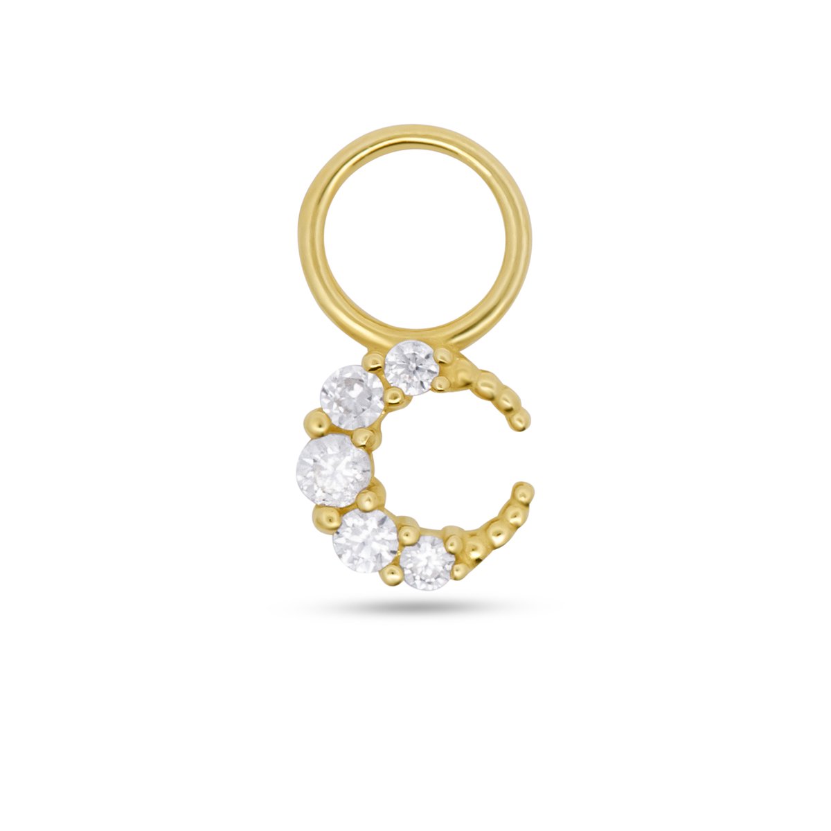 New Bling - 9NBG-O153 - 14K goud – Oorbelhanger - per stuk – Maan – Zirkonia