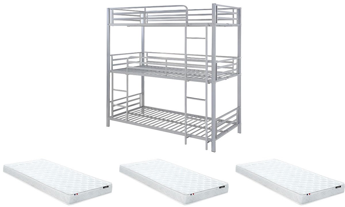 Vente-unique Stapelbed metaal zilverkleurig 90 x 190 cm