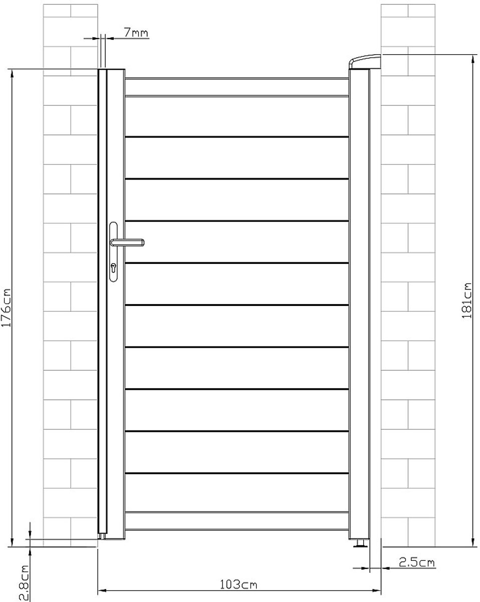 Vente-unique Draaipoort van aluminium antraciet - L103 x H180 cm - NAZARIO