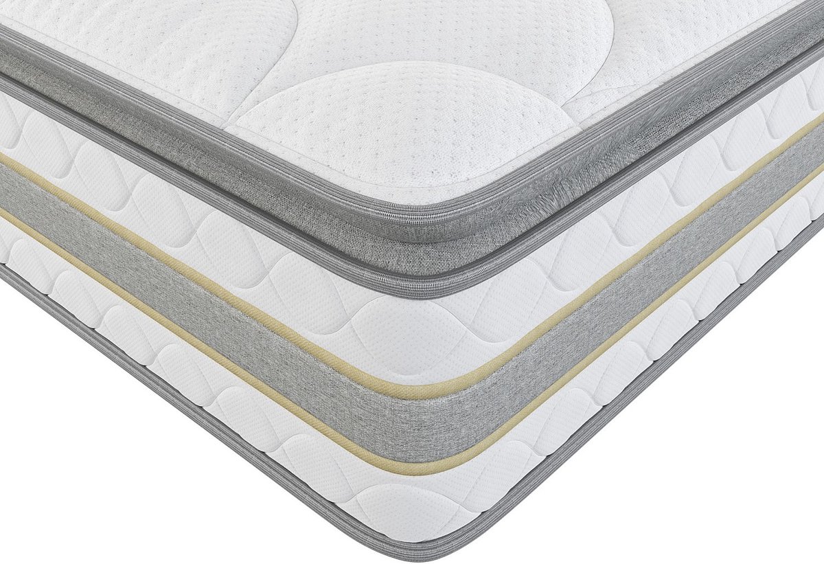 Vente-unique Set 140 x 190 cm bedbodem met opbergruimte, licht naturel + matras met pocketveren met ingebouwd dekmatras van 29 cm dik - CANTERBURY van YSMÉE