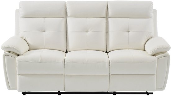 Canapé relax 3 places en cuir blanc VINETA L 200 cm x H 101 cm x P 92 cm