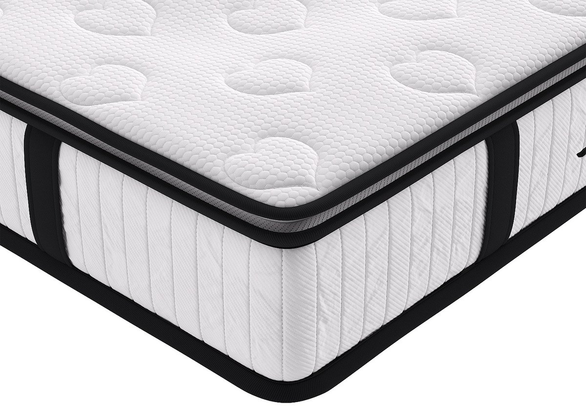 Vente-unique Set 180 x 200 cm bedbodem met opbergruimte licht houteffect + matras met pocketveren en ingebouwde dekmatras dikte 28 cm - AMERICAN DREAM van YSMÉE