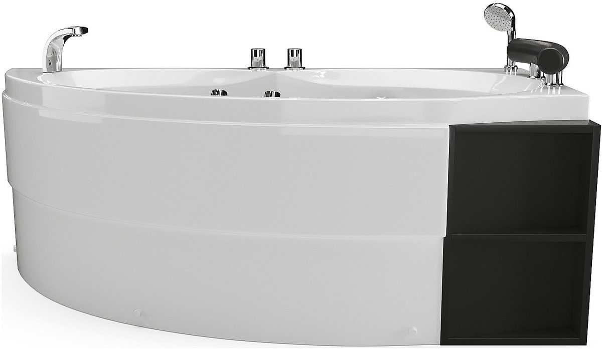 Vente-unique Wit asymmetrisch bubbelbad - 1 plaats - 150 x 100 cm - Hoek rechts - TABANA
