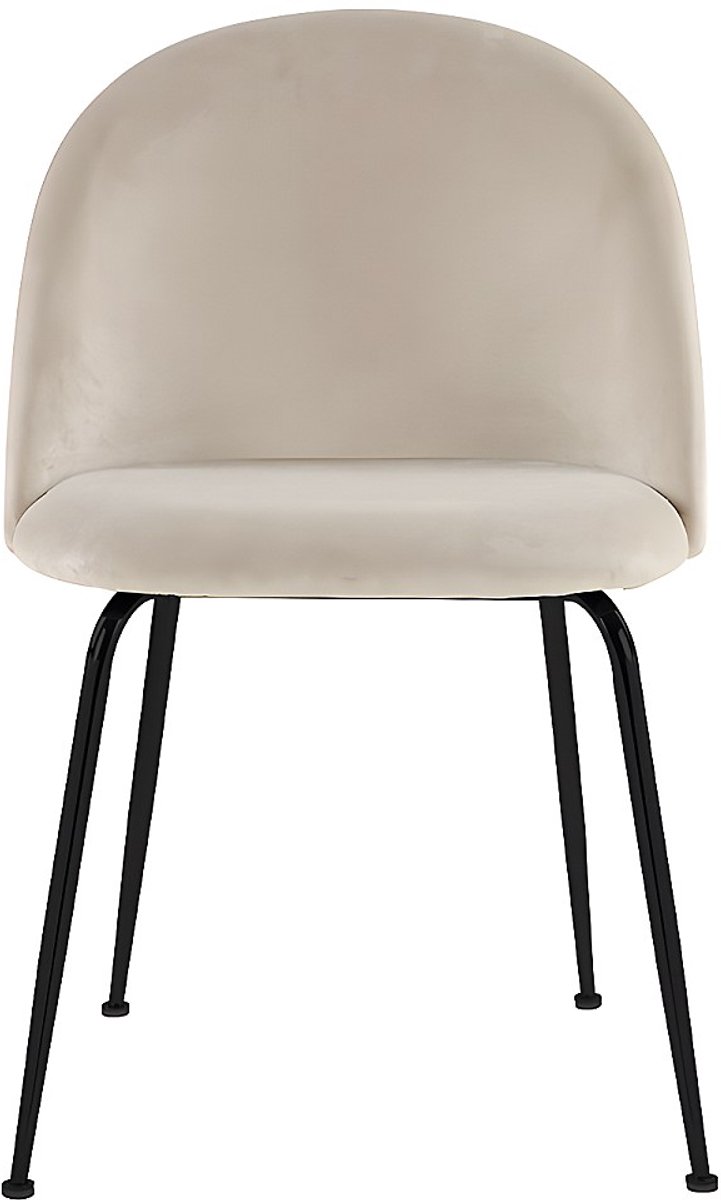 Vente-unique Set van 2 stoelen MELBOURNE - Fluweel en mat zwart metaal - Beige