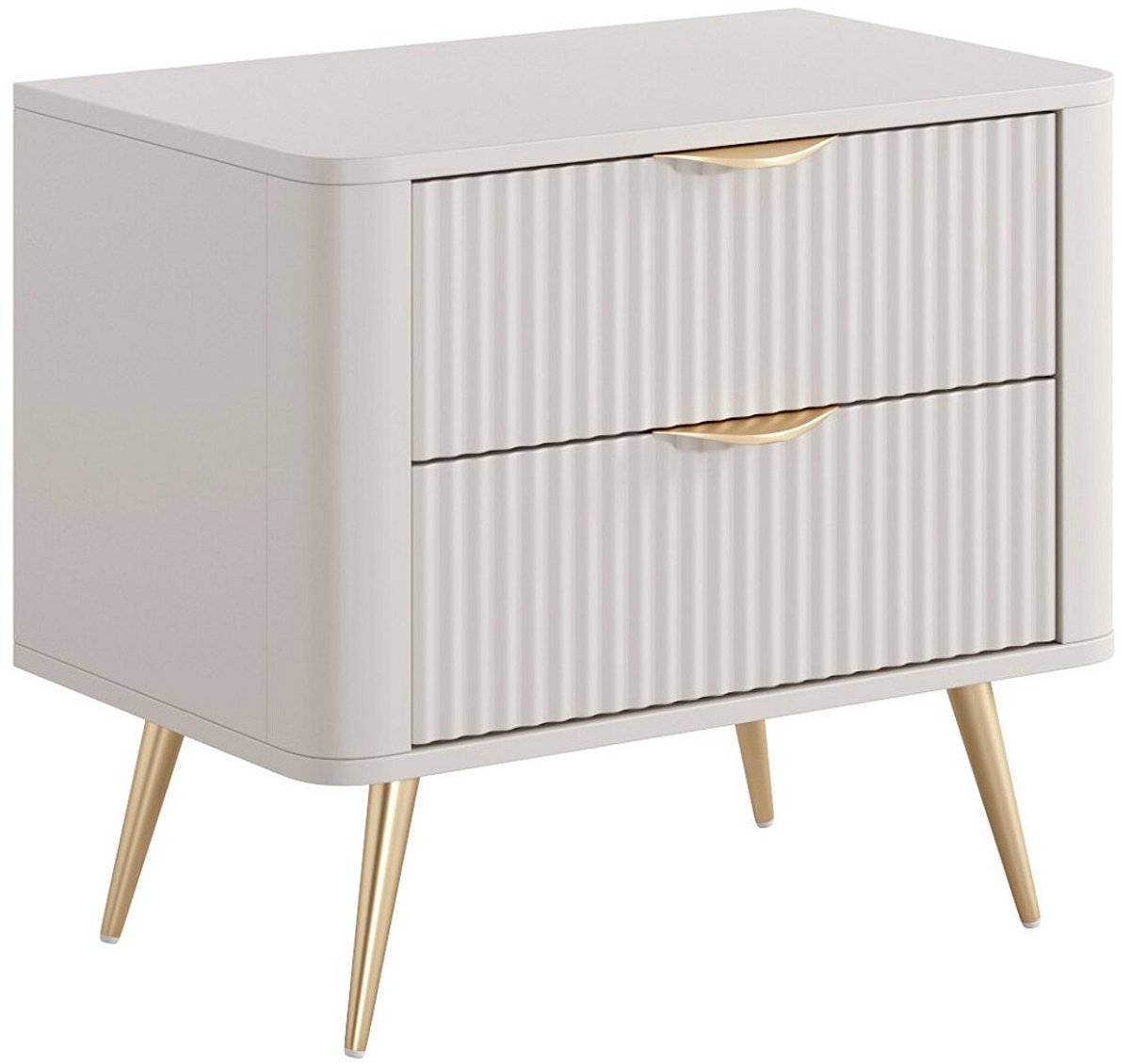 Vente-unique Set van 2 nachtkastjes - 2 lades - Beige en goudkleurig - ELONARIA