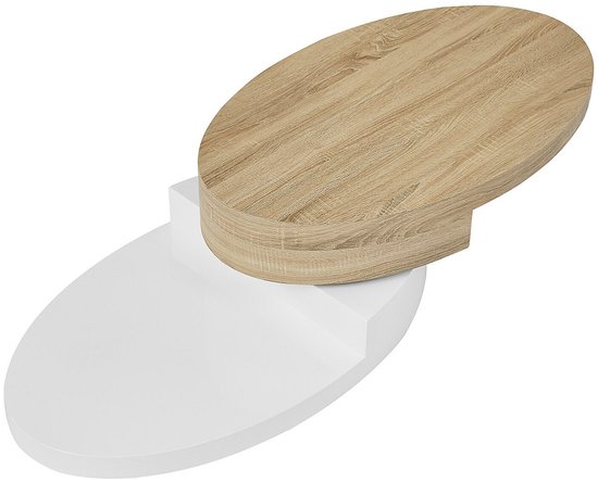 HAINEW Moderne salontafel, vierkant, functioneel met 4 laden en opbergruimte, voor woonkamer, wit bruin