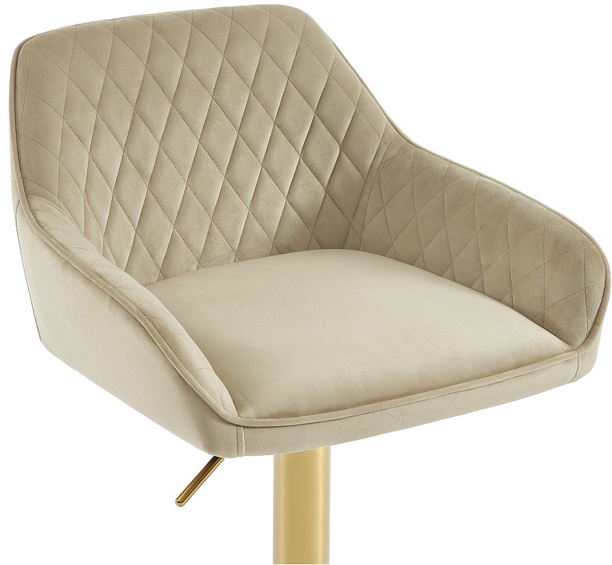 Vente-unique Set van 2 barkrukken van fluweel en goudkleurig metaal - In hoogte verstelbaar - Beige - TAVOA