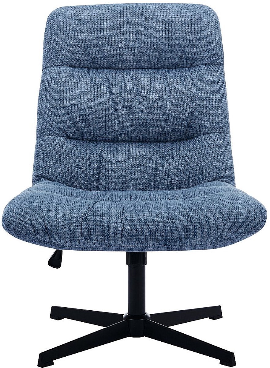 Vente-unique Draaifauteuil van blauwe gechineerde stof SELENDO