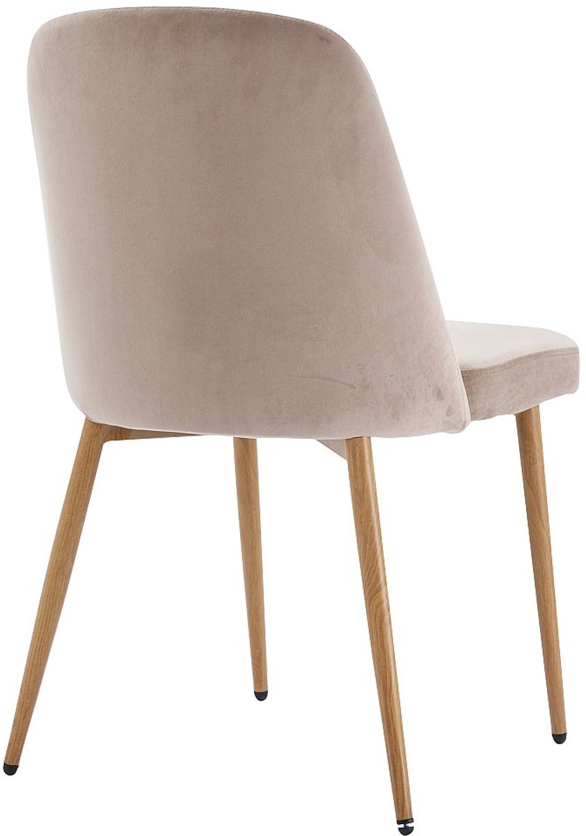 Vente-unique Set van 2 stoelen van fluweel en metaal met houteffect - Beige - MINAGRI