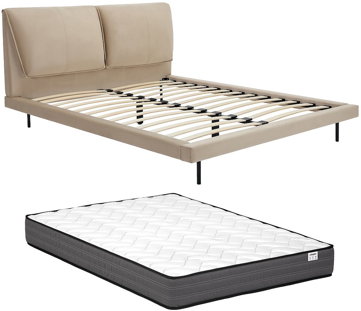 Vente-unique Bedframe fluweel taupe 140 x 190 cm IBEDIA