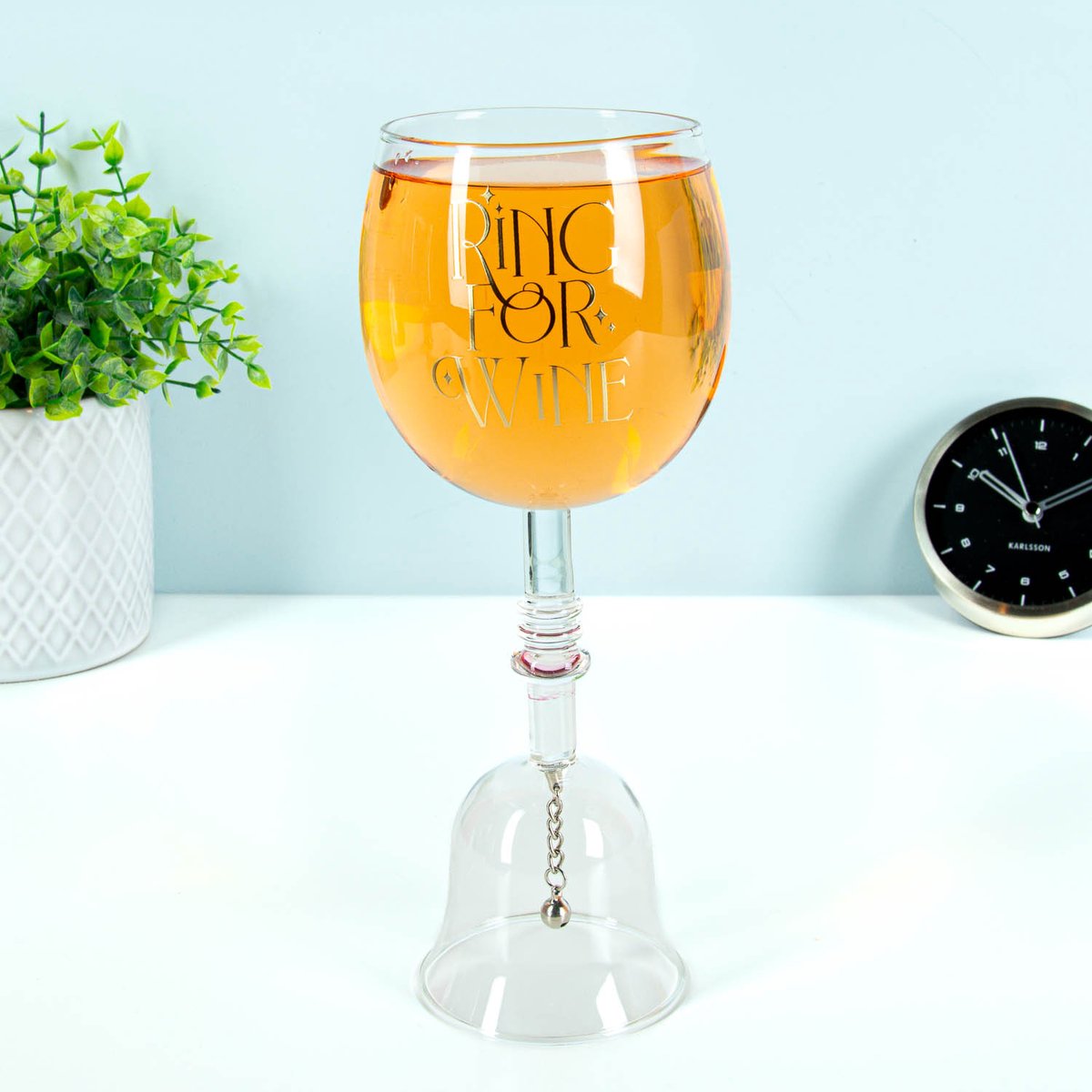 Out of the Blue Wijnglas met Tafelbel – Ring for Wine – 400 ml – 22 cm – Luxe Cadeauverpakking