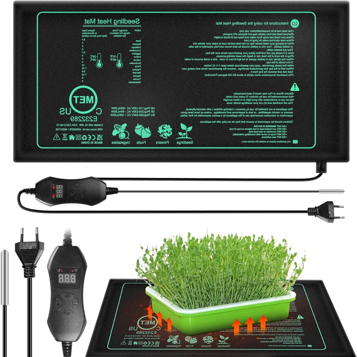 VIN® Warmtemat Planten - Waterdicht - Kweekmat 50 Watt – Kweekmat Verwarmingsmat - Kweken - Propagator – Mogelijk Voor Terrarium - 25 x 52,5 cm