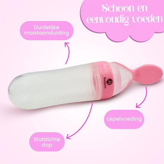 BenjaGoods Baby knijpfles en fruitspeen - Baby flessen - speen - Baby bestek - Knijpfles - Lepel - fruitspeen - Roze - Paars van BenjaGoods — afbeelding 4