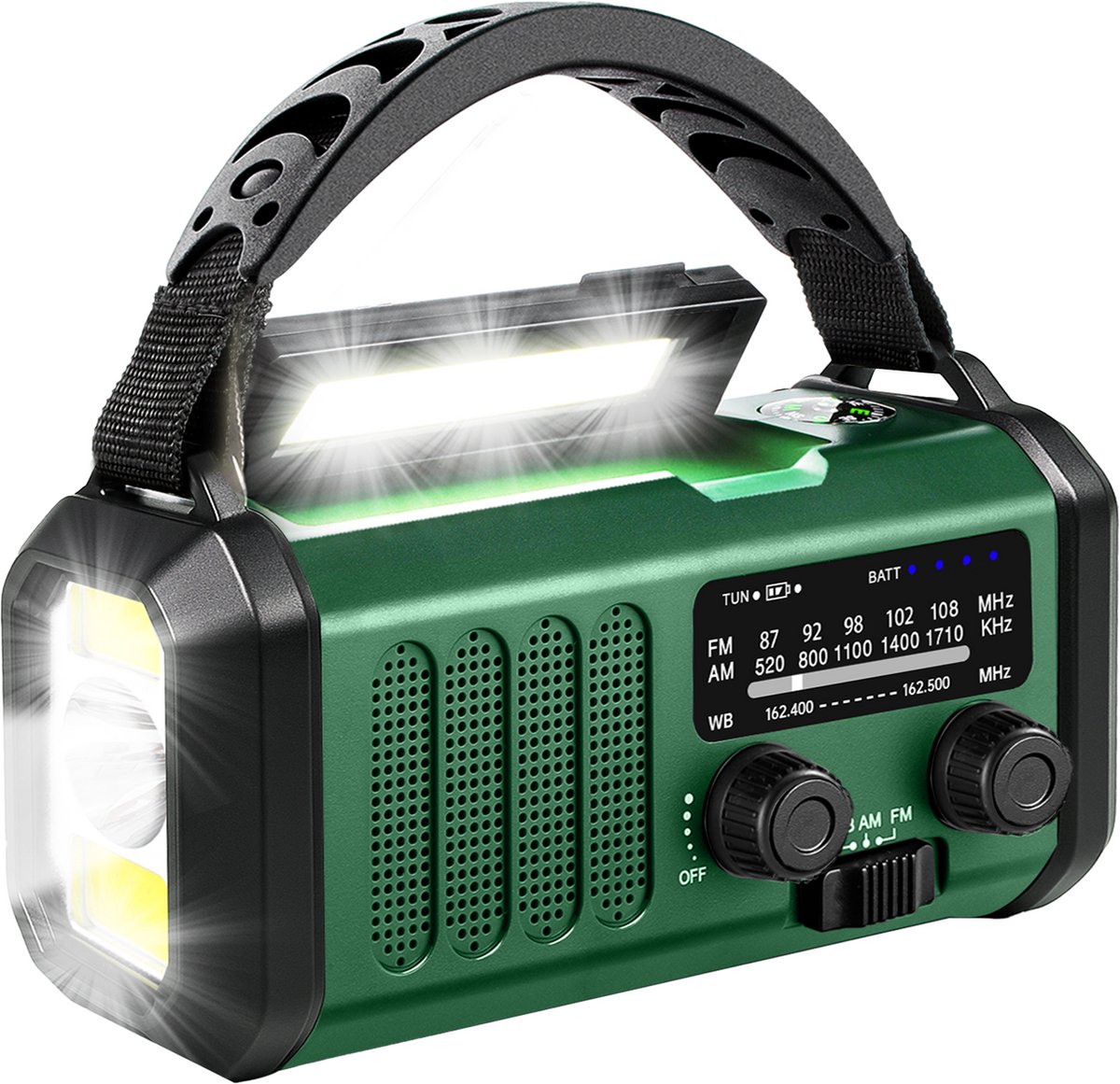 Noodradio Solar Opwindbaar – Radio met Zonnepaneel & Handzwengel – Powerbank en Zaklamp – Voor Noodpakket, Camping en Outdoor