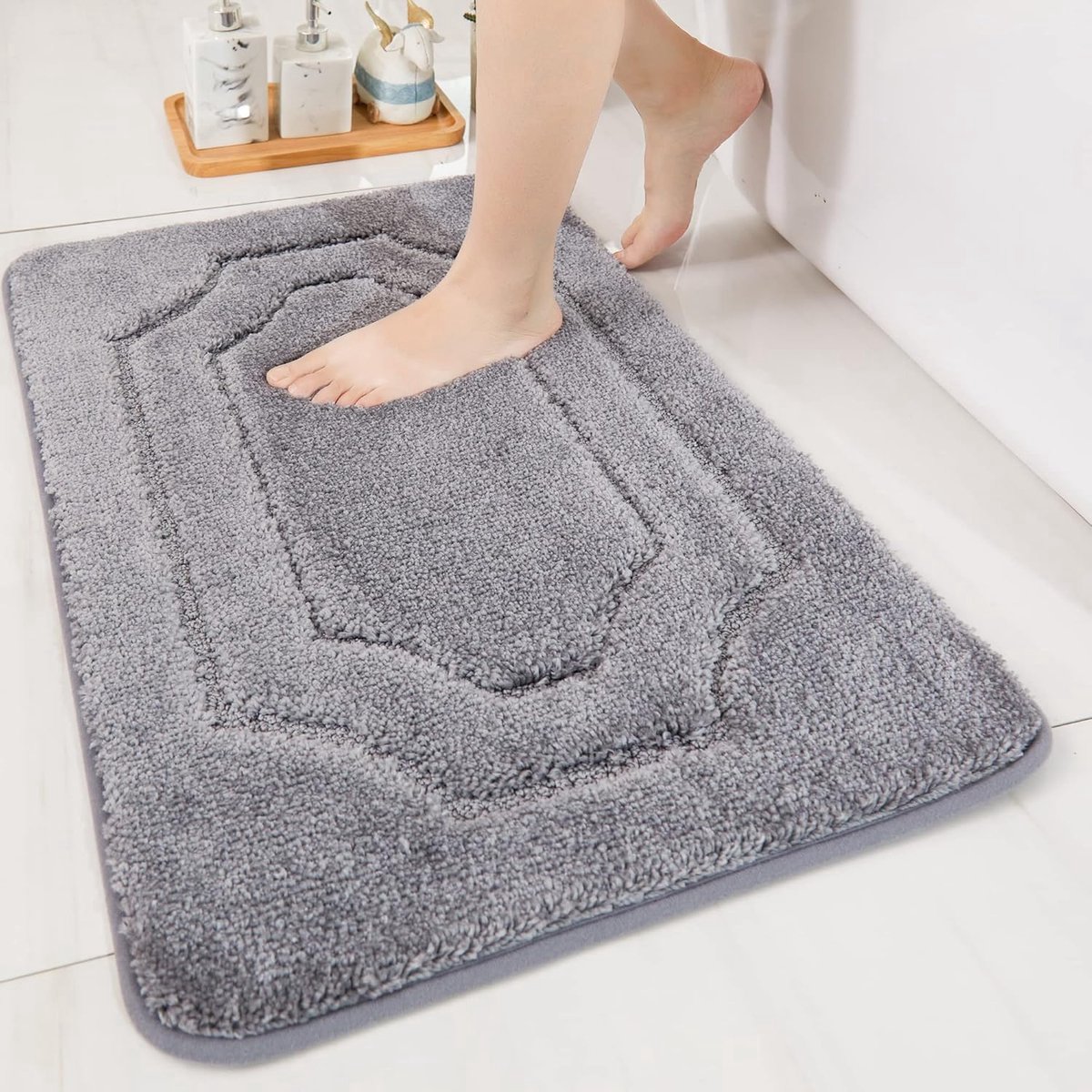 Stunq® Textiel Badmat Grijs 50x80 cm - Antislip, Absorberend, Zacht Textiel