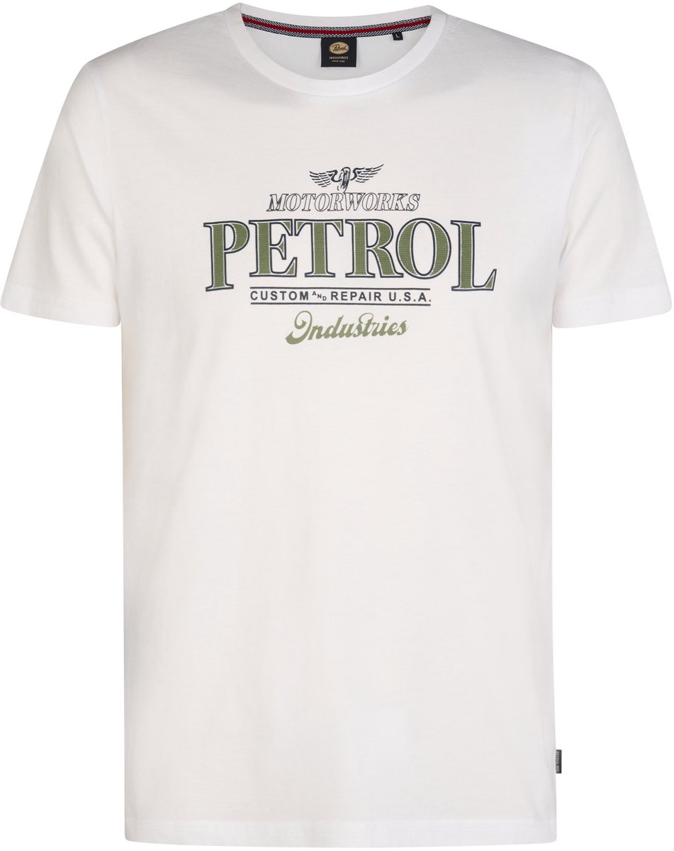 Petrol Industries - Heren Jersey T-shirt met print Astro - Wit - Maat XXL