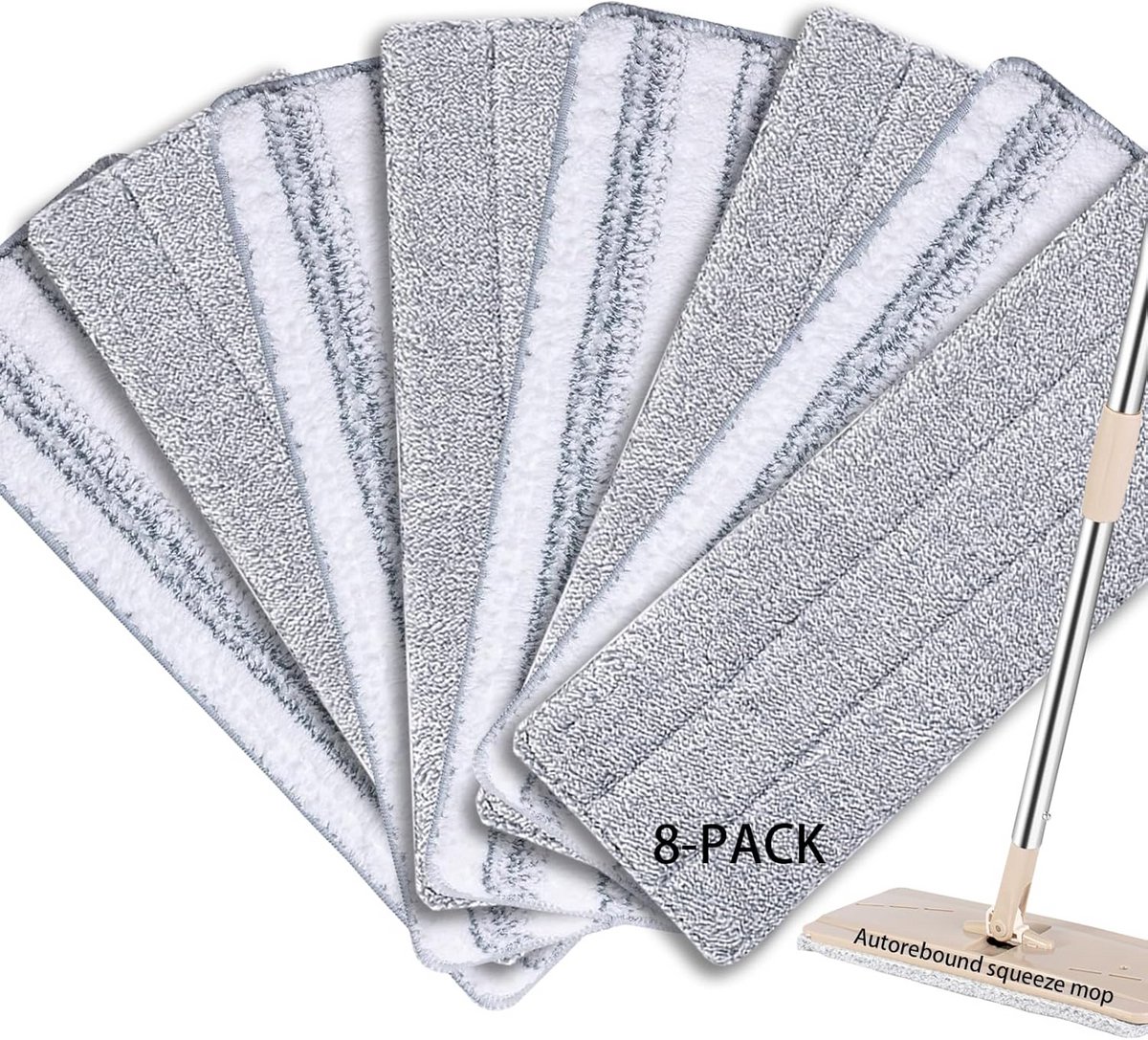 8x Microvezel Dweilpads voor Squeeze Vloerwisser - Wasbaar en Herbruikbaar