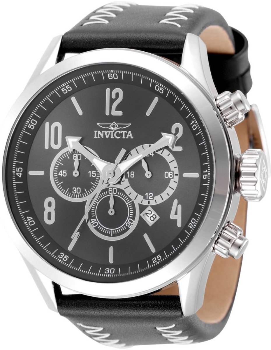 Invicta S1 Rally 49191 Heren Horloge - Waterdicht - Analoog - Quartz Uurwerk - Roestvrij Staal met zwarte Wijzerplaat - 50mm