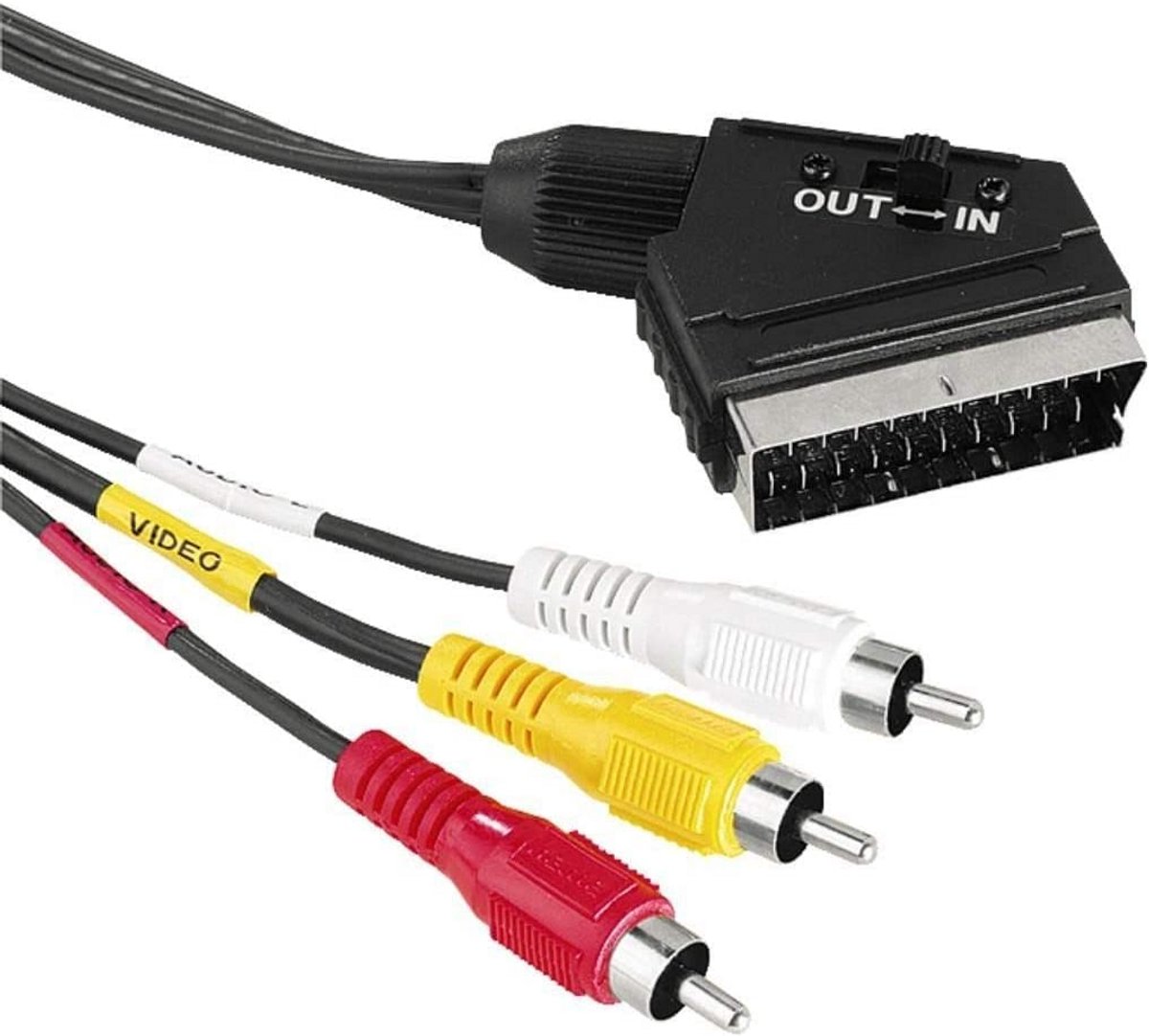 Schakelbare AV-kabel met SCART naar 3x RCA en S-Video Converter | 2 Meter