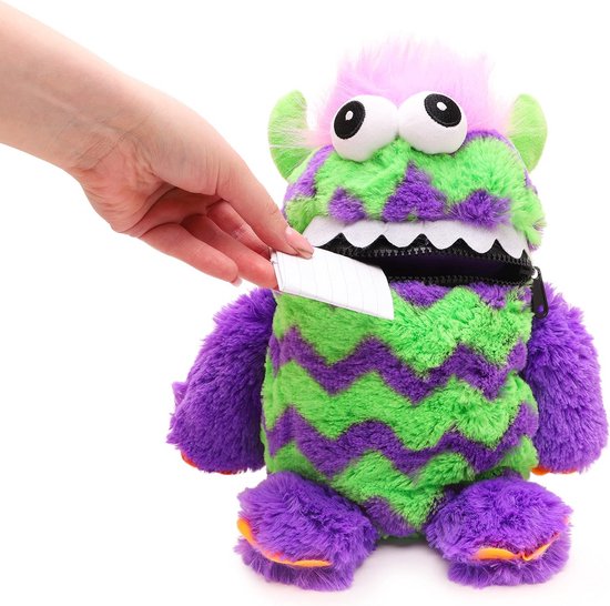 Knuffel Monster 23cm Paars Groen - Knuffeldier dat Zorgen Opeten — afbeelding 2