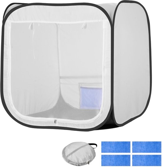 Draagbare spuitcabine, pop-up spuittent van 72 x 72 x 75 cm met gaasdeur, ideaal voor het schilderen van kasten, stoelen, modellen en tafels, met pop-upontwerp en verbeterde luchtstroom — afbeelding 5
