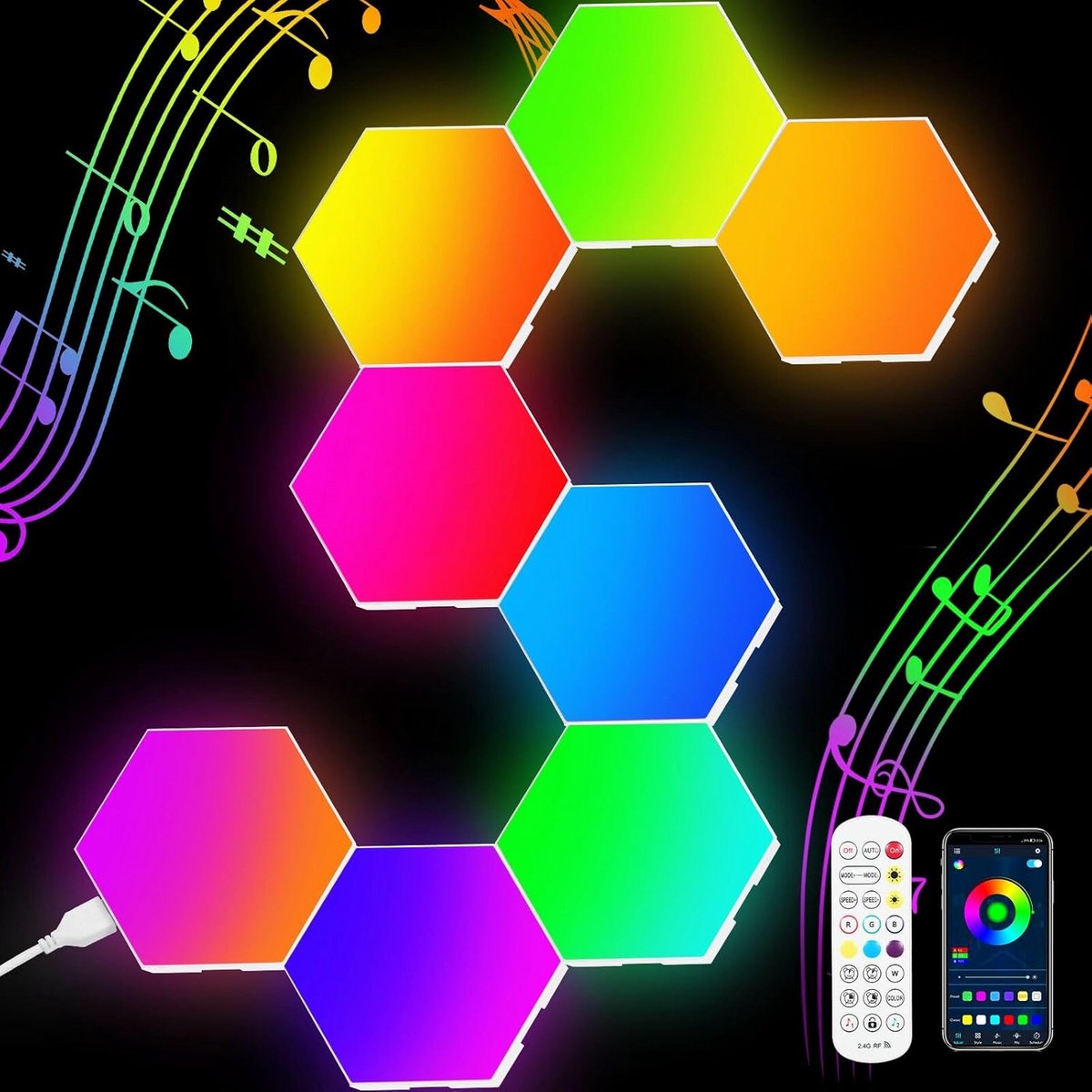 Dimbare LED Wandlampen Set van 8 met Smartphone App Bediening (Bluetooth)