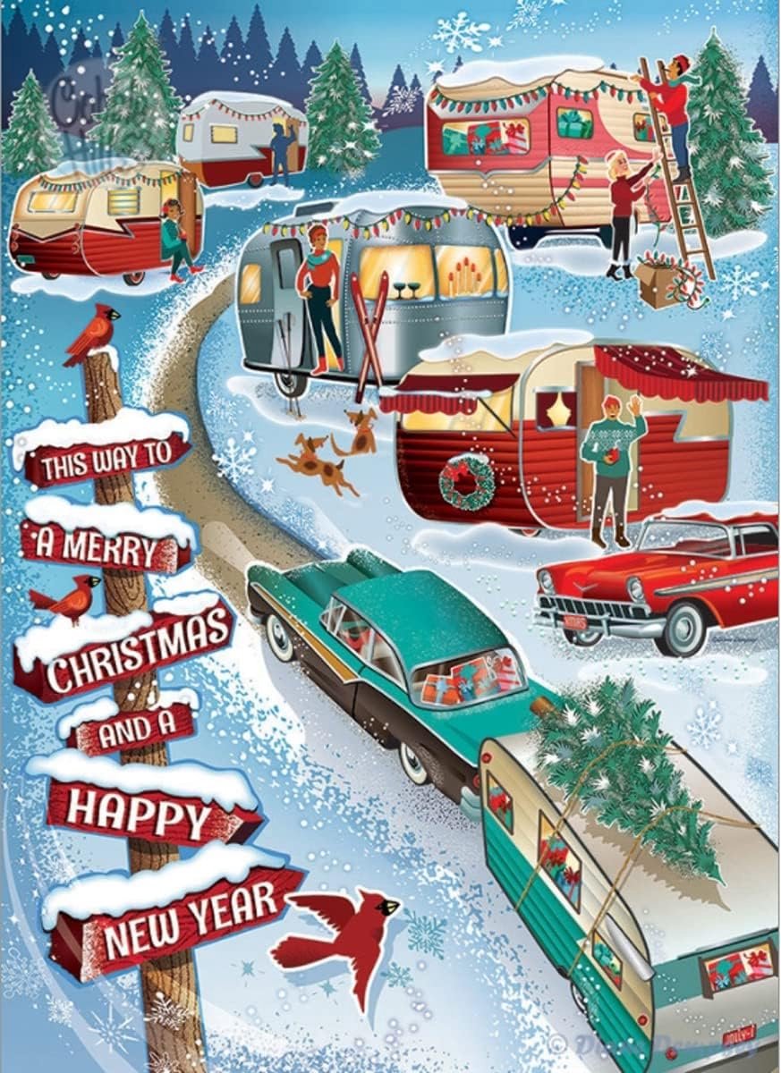 Puzzel van 1000 stukjes - Kerstcamperpret - Inclusief Voorbeeldposter