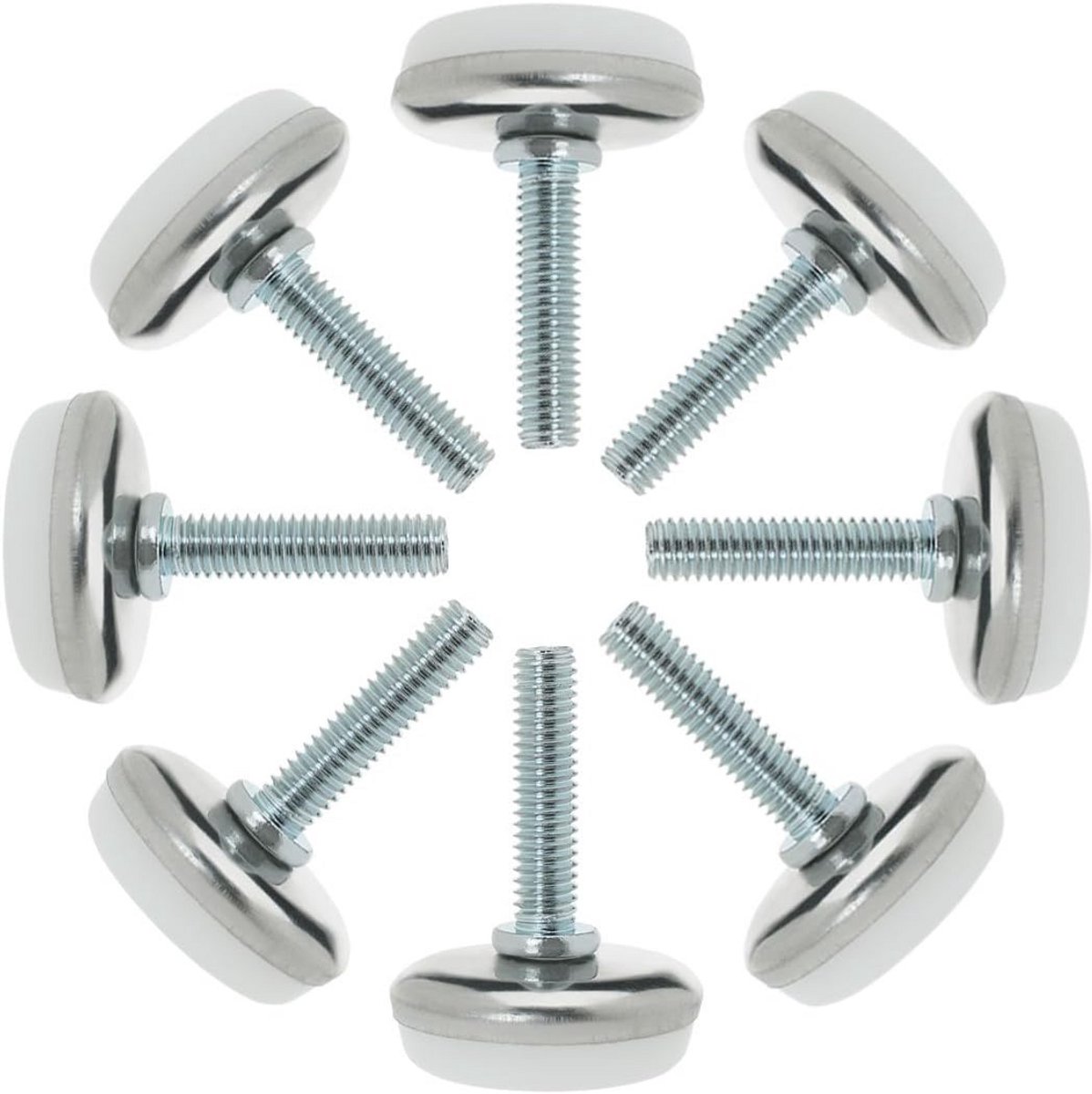 8x Verstelbare Meubelpoten M6x25mm - Nivelleerdop voor Bureau, Stoel en Machine