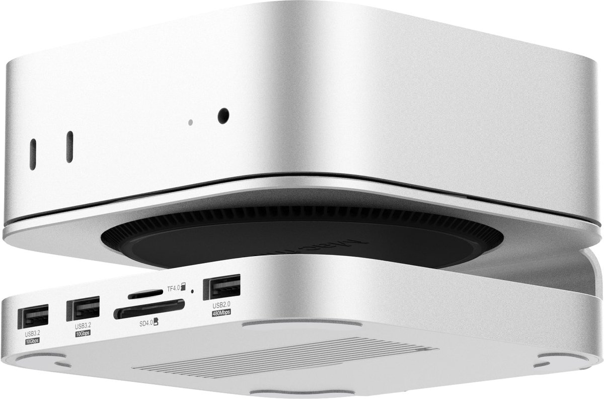M-TECK Mac Mini M4 hub docking station met 3 x USB-A + Micro SD Kaartlezer + HDMI + M.2 NVMe SSD interface