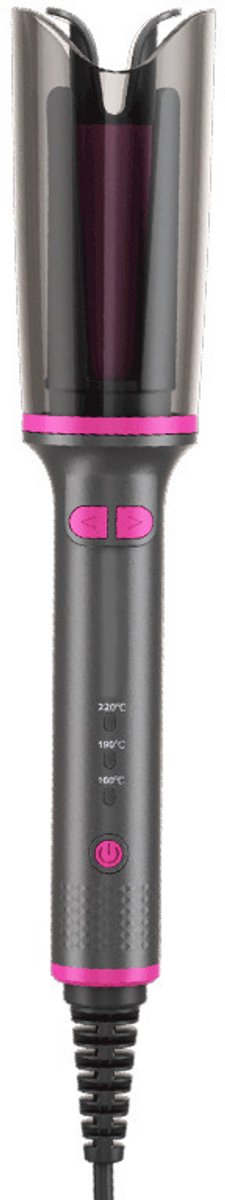 Rotating Hair Curling Iron - Beach Waves Curling Wand with 3 Temp, 500 Million Ionic, Dual Voltage & Lightweight for Travel (Pink)