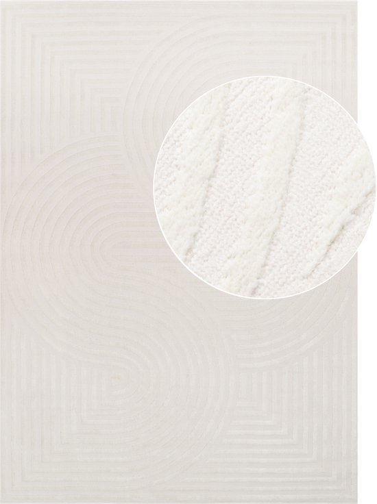 Tapiso Hygge Tapis Crème Géométrique Tapis de Salon Taille - 120x170