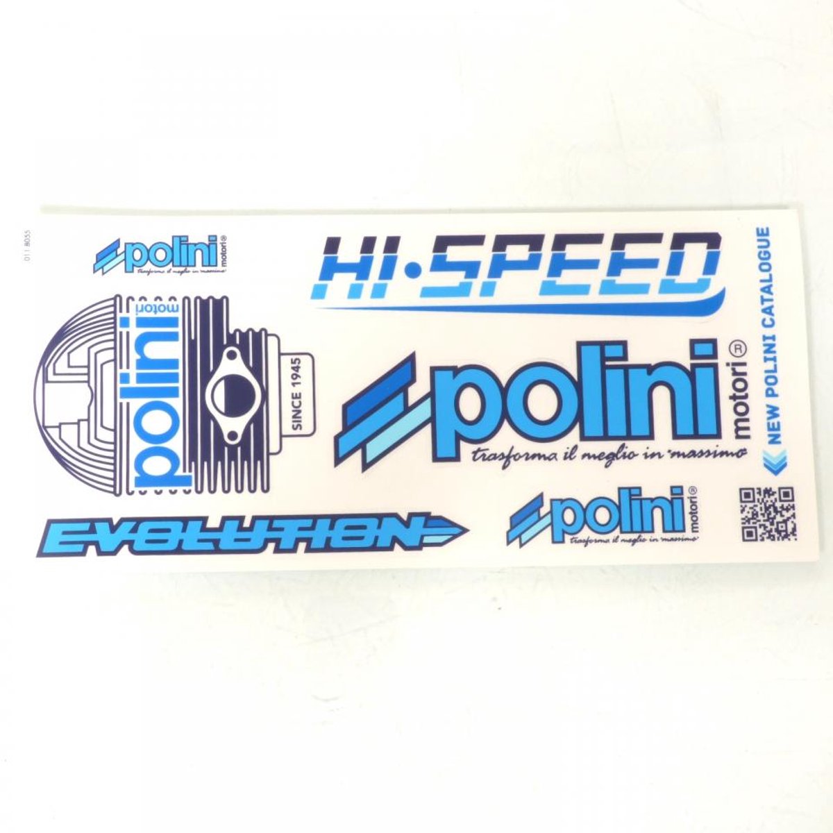 Planche de 6 autocollant stickers Polini bleu pour moto scooter 011.8055 Neuf